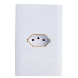 Conjunto Tomada 10A Horizontal 4x2 - Novara Branco Brilhante Gold 